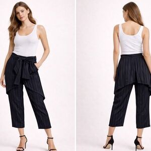 Hellesy Tie-Front Layered Stripe Silk Pants